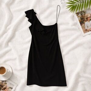 Calvin Klein Black One-Shoulder mini Dress size 10